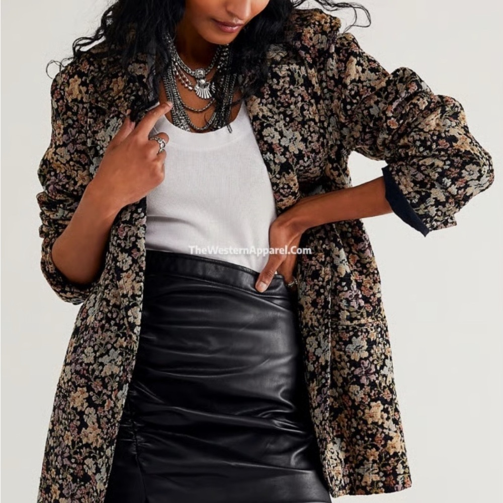 Free People Bella Floral Tapestry Oversized Blazer Jacket XS